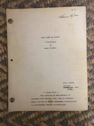 Script Of Movie They Might Be Giants By James Goldman 1969