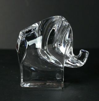 Orrefors Elephant Art Glass Figurine Paperweight Angular Form,  Trunk Curled Up