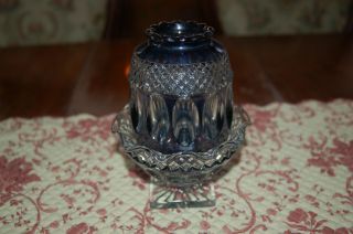 Vintage Westmoreland 2 Piece Blue Flash (or Stain) Glass Fairy Lamp