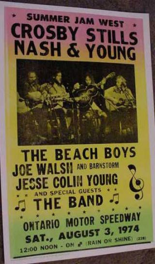 Crosby Stills Nash & Neil Young Csn&y 70s 1974 Concert Poster The Band Beach Boy