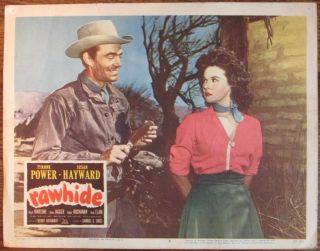 Vintage 1950 Movie Lobby Card Western Rawhide Susan Hayward & Tyrone Power