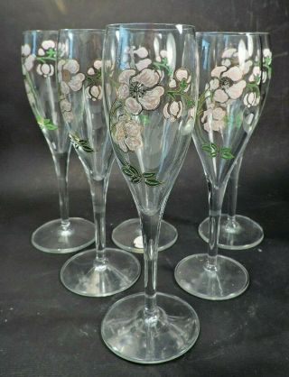 Set Of 6 Perrier Jouet Champagne Flutes (blossom) Xlnt