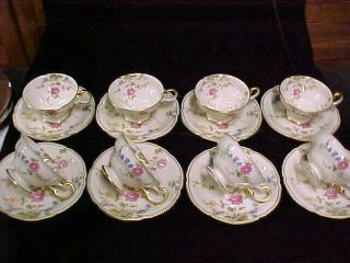 (set Of 8) Castleton China Usa Sunnyvale Floral Tea Cups & Saucers