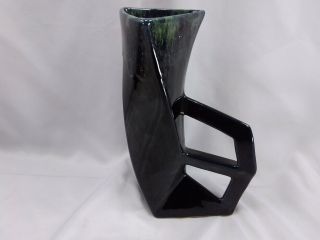 Anna Van Briggle Black Drip Modernist / Mid Century Vase Signed