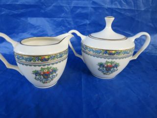 Lenox Autumn 8 1/4 " Creamer And Covered Sugar Bowl Round Made In Usa