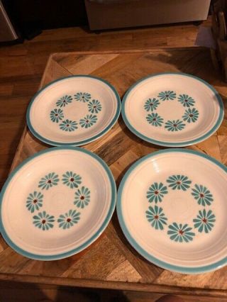 Rare,  Vintage Fiestaware Hawaiian Daisy Dinner Plates (all 4)