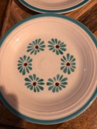 Rare,  Vintage Fiestaware Hawaiian Daisy Dinner Plates (All 4) 5