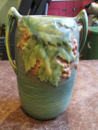 Great Antique Roseville Pottery Green Bushberry Vase 31 - 7