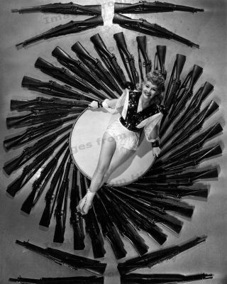 8x10 Print Betty Grable Sexy Leggy Portrait Surrounded By Firearms 3334
