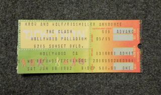 1982 The Clash 6/19/82 Concert Ticket Stub
