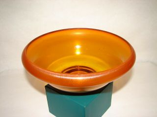 Stretch Tangerine Grecian Gold Iridescent Art Glass Cupped Bowl Fenton 8 1/4 "