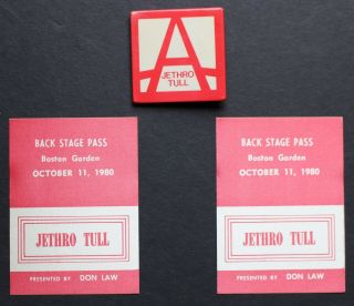 Jethro Tull 2 Unpeeled Backstage Pass Passes & Biutton