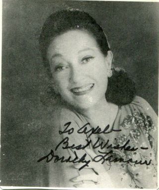 Dorothy Lamour.  Autograph.  Hand Signed.  3 - 3 Inch.