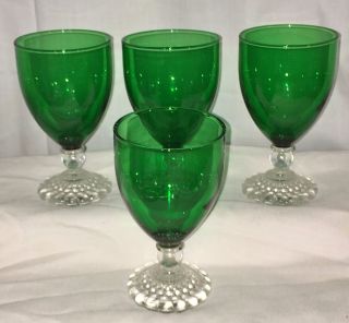 4 Anchor Hocking Bubble Green 4 1/2 " - 5.  5 Oz Juice Goblets