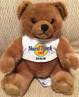 Hard Rock Cafe Berlin 1999 Teddy Bear Prototype Plush With Neon Hrc Logo T - Shirt