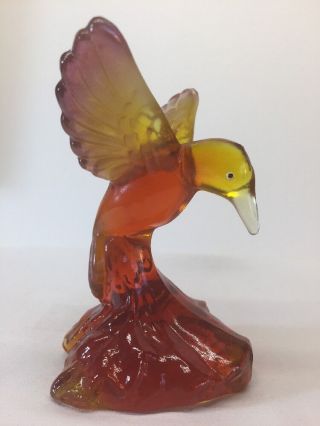 Fenton Art Glass Hand Painted Orange Slice Hummingbird