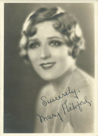 Mary Pickford Gorgeous Vintage Matte Small - Sized Hand Signed Autographed Photo