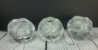 Set Of 3 Kosta Boda Snowball Votive Candle Holders Ann Wärff 3 "