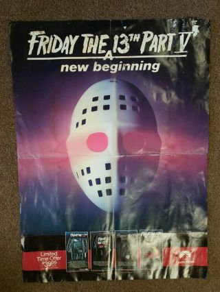 1985 Friday The 13th " Beginning " Promotional Videocassette Poster