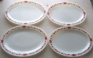 Four (4) Vintage Pyrex Kettle Restaurant Ware White Platter Plate -
