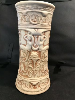 Early 20th Century Vintage Weller Art Pottery 13” Ivory Tint Mermaid Vase Lqqk