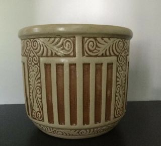 Vintage Art Pottery Jardiniere Planter Weller Clinton? Rare Greek Lines Design