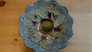 Carnival Glass Fenton Blue Pinecone Plate.  This Is A Very Rare Sized Plate