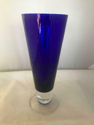 Collectible Vintage Cobalt Blue Blown Glass Footed Vase