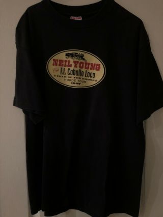 Neil Young Year Of The Horse Horde Tour 1997 T - Shirt Xl Black El Caballo Loco Ex