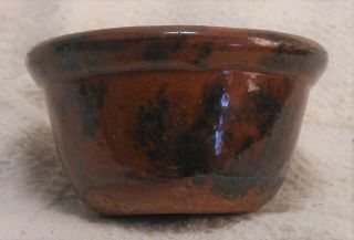 Wonderful Tiny Early American Pennsylvania Redware Cup With Drip Glaze 2 3/4 " D.