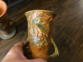 2 Vintage ROSEVILLE U.  S.  A.  30 - 6 ' Bushberry ' Handled Vases Pottery 3
