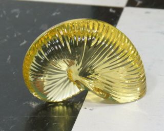 Baccarat France Nautilus Shell Yellow Crystal Art Glass Paperweight Marked
