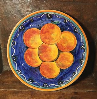 Vintage Deruta Dip A Mano Italian Hand Painted Plate Majolica Maras Oranges