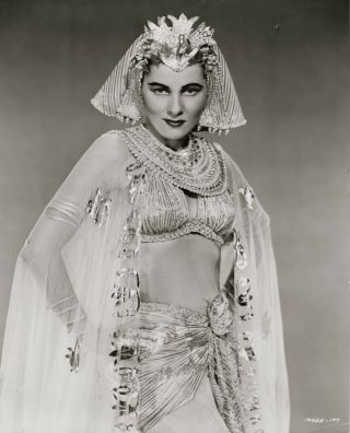 Joan Fontaine Models An Exotic Costume Orig 1952 Portrait.  Bare Midriff