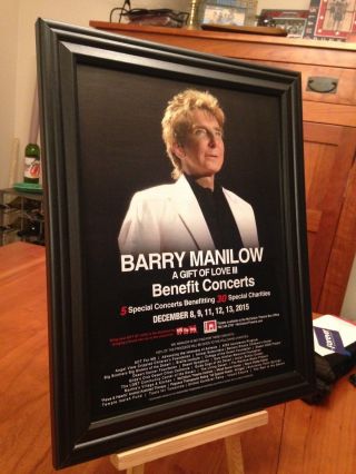 Big 10x13 Framed " Barry Manilow Live @ Palm Desert (ca. ) 2015 " Concert Promo Ad