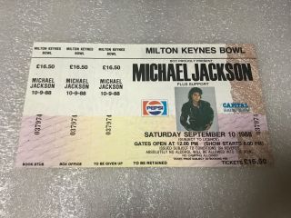 Rare 1988 Uk Milton Keynes Bowl Michael Jackson " Bad " Show Ticket