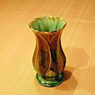 Vintage Brush Mccoy Glazed Art Pottery 8 - Inch Vase - Mold 595