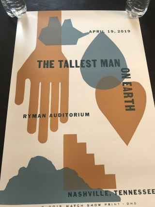 Hatch Show Print Poster The Tallest Man On Earth April 19,  2018 Nashville Ryman