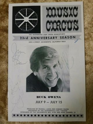 Buck Owens Autograph Signed Music Circus Program Book 7 " X5 "