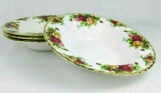Royal Albert Bone China Old Country Roses Rimmed Soup Bowls (4) With Labels