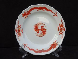 Antique Meissen " Red Court Dragon " 7 " Dessert Plate W/ Yellow Accents Rare