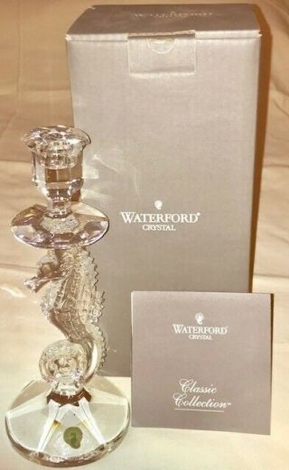 Waterford Crystal Seahorse Candlestick Candle Holder 11.  5 " Tall Nib.