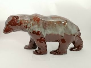 Large 13 " Drip Glaze Grizzly Bear Pottery Figurine - Canadian Red Clay Bmp Ccc ?