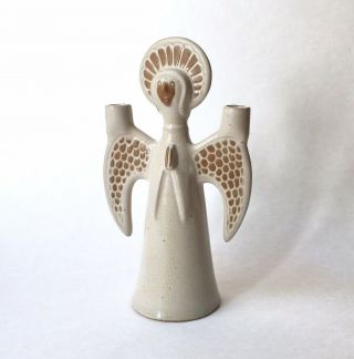 Vintage David Stewart Lions Valley Pottery Christmas Angel Candle Holder Vase