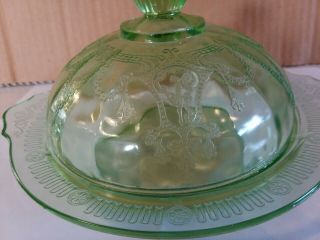 Green Cameo Ballerina Covered Butter Dish Depression Glass Anchor Hocking