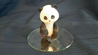 Vintage Fenton Glass Natural Series Panda Bear Hand Painted Satin