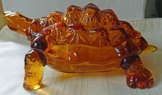 FENTON/L.  G.  WRIGHT AMBER KNOBBY TURTLE COVERED GLASS CANDY DISH 2