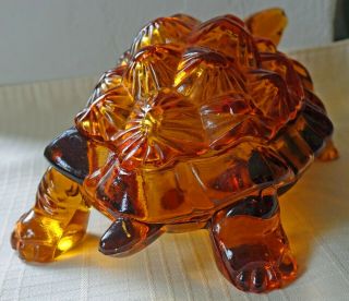FENTON/L.  G.  WRIGHT AMBER KNOBBY TURTLE COVERED GLASS CANDY DISH 3