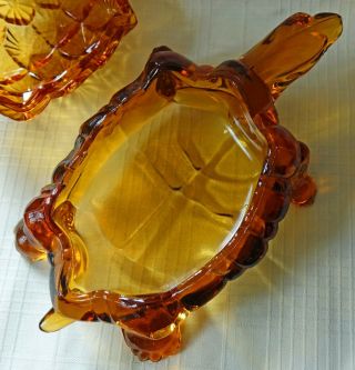 FENTON/L.  G.  WRIGHT AMBER KNOBBY TURTLE COVERED GLASS CANDY DISH 6