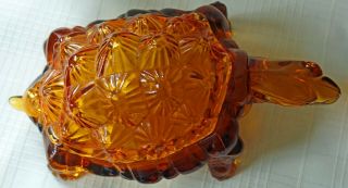 FENTON/L.  G.  WRIGHT AMBER KNOBBY TURTLE COVERED GLASS CANDY DISH 8
